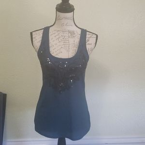 GU Express size xs dark teal blue/green beaded top
